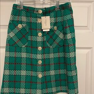 LK Bennett Green Plaid Skirt